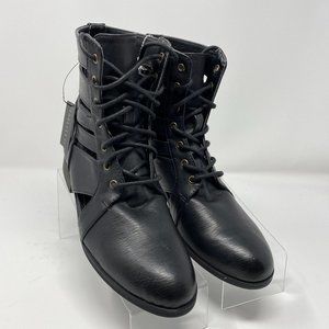 Forever 21 Black Ankle Boots Women's 6.0 Lace Ups